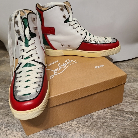 Christian Louboutin Mens Alfie Nappa high top sneakers Size Euro 44, US 10.5 - Picture 3 of 12